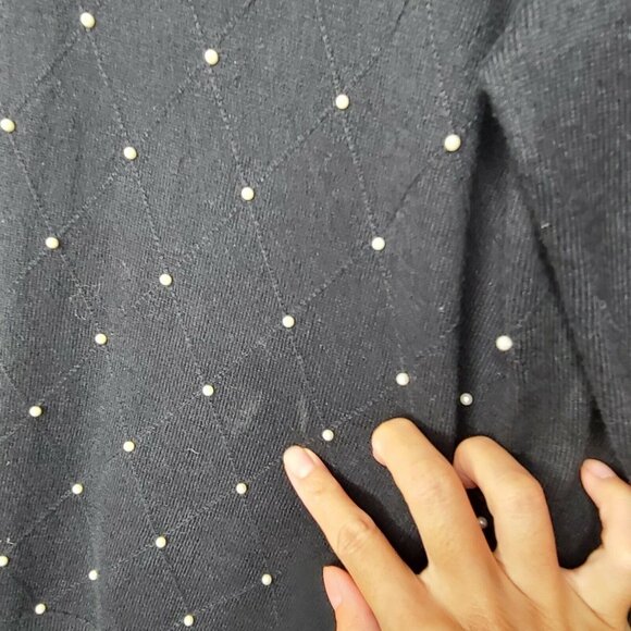 Elle Pearl Accent Black Sweater X-Large Womens 3/4 Sleeve Boatneck Pullover - Picture 5 of 12